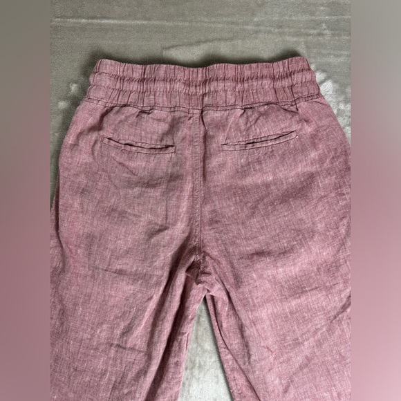 Athleta Size 8 Cabo Linen Wide Leg High Waisted Pants Plus Tawny Rose Pink - Picture 5 of 13